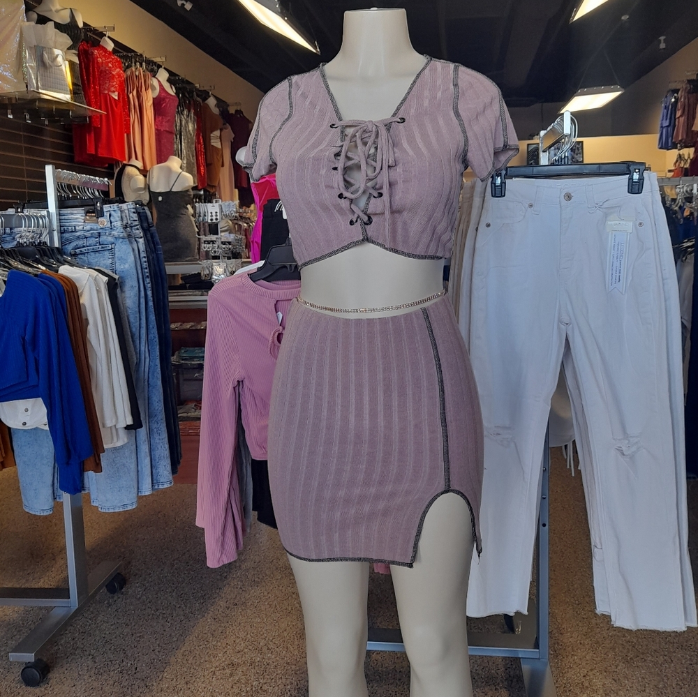 Crop top mini skirt set